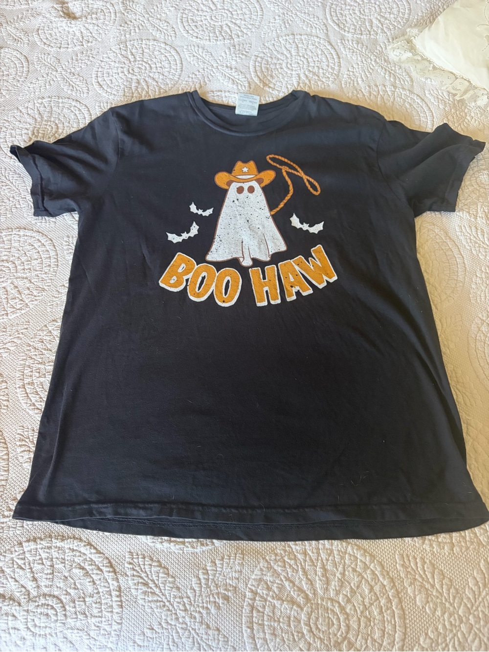 Black 'Boo Haw' Ghost Cotton Tee